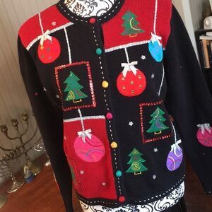 Vintage Karen Scott Sport Christmas Cardigan Sweater SP